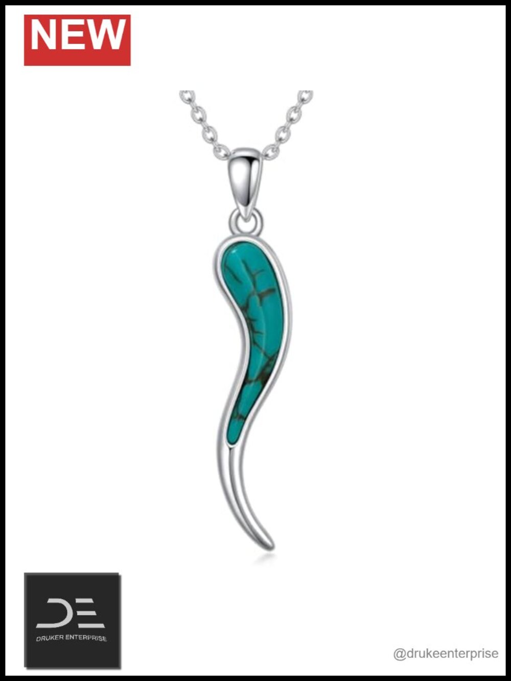 Sterling Silver Italian Horn Necklace Pendant 925 Charm 18 inch